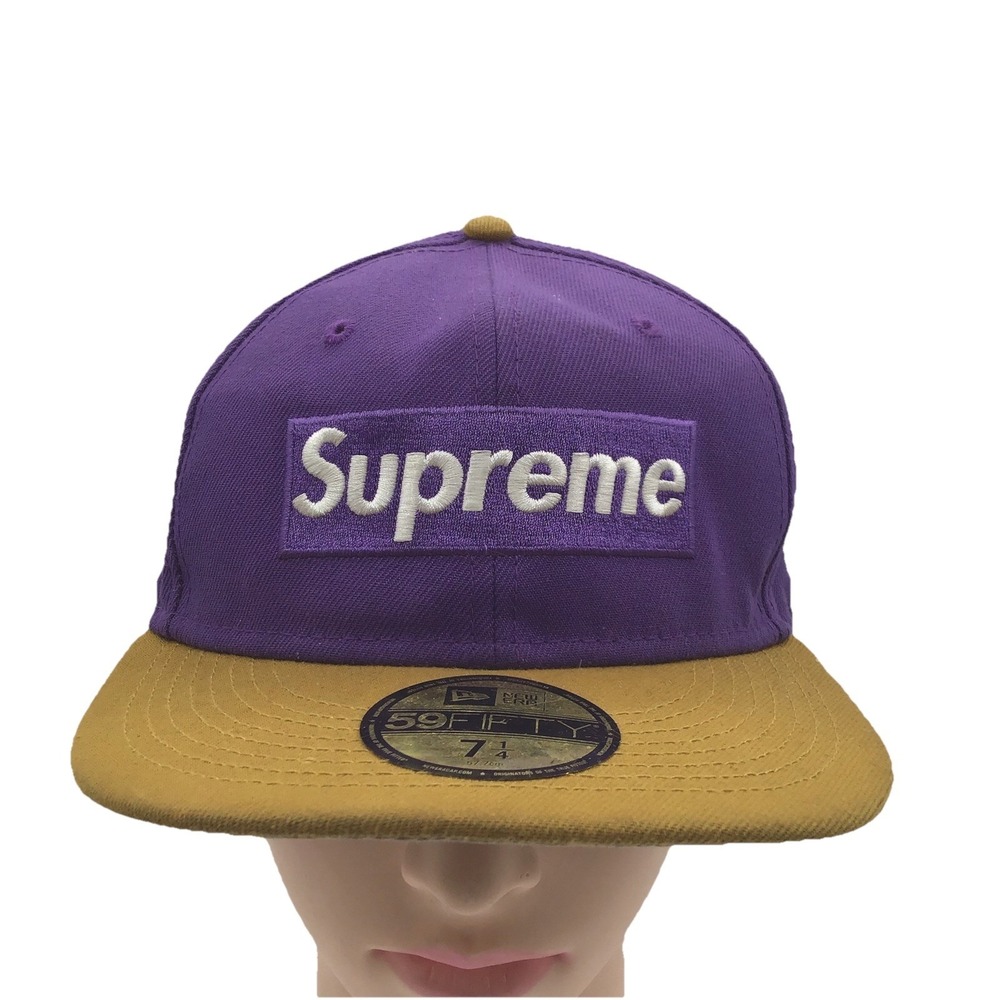 Supreme 2-Tone Box Logo New Era Fitted Hat Purple Tan SS22 Size 7 1/4